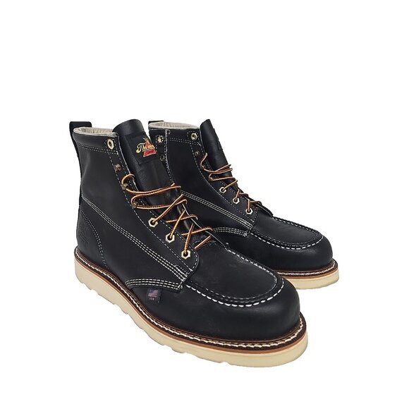 Thorogood Men's 6" Soft Toe Work Boots (U.S.A.) 814-6201 Black Size 11.5 2E - Picture 1 of 7